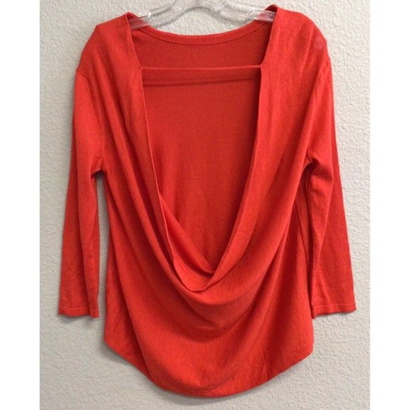 Ba&Sh Womens Solid Knit Open Twist Back Cashmere Silk Sweater Red - Picture 1 of 12
